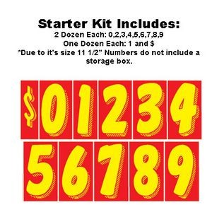 11 ½" Sun Buster Yellow & Red Number Decal Kit (Set of 20 Dozen)