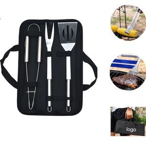 3 pcs stainless steel BBQ tools set in zip pouch