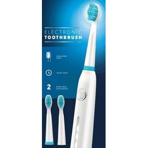Vivitar® White Sonic Electric Rechargeable Toothbrush w/3 Brush Heads