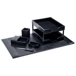 Bonded Leather Black Desk Set (8 Piece)