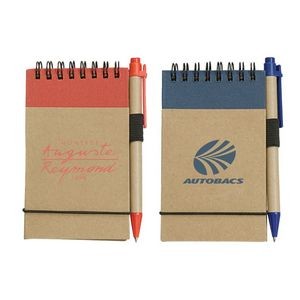 Mini Recycled Spiral Notebook w/Matching Colored Pen
