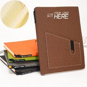 A5 Lined Leather Journal Notebook With Pocket