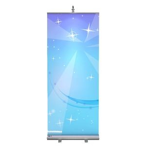 BannerStand 2 - Silver Banner Stand w/Double Sided Graphic & Hardware (33.5"x90")