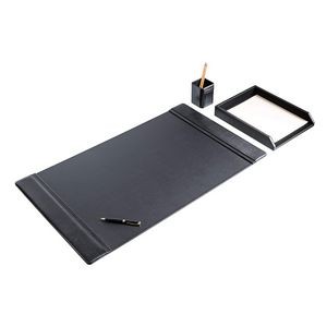 Top Grain Black Leather Desk Set (3 Piece)