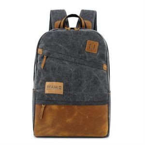 Cotton Canvas Backpack w/Genuine Leather