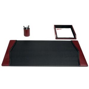 Contemporary Leather Burgundy Red Desk Set (3 Piece)