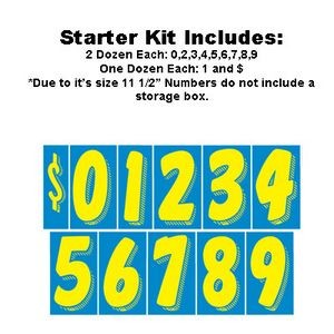 11 ½" Sun Buster Yellow & Blue Number Decal Kit (Set of 20 Dozen)