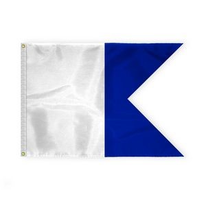 2.5'x3.3' 1ply Nylon White & Blue Beach Safety Flag with Grommets – Printed