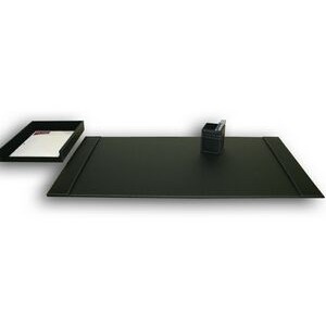 Rustic Top Grain Black Leather Desk Set (3 Piece)
