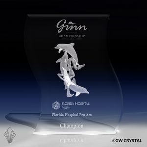 Wave Series Crystal Award (9" x 6 5/8" x 2")