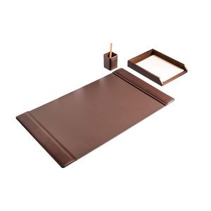 Top Grain Leather Chocolate Brown Desk Set (3 Piece)