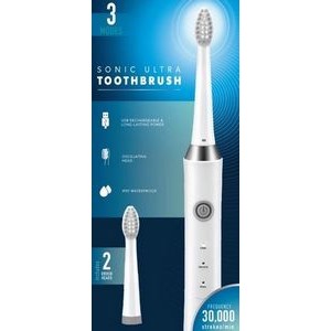 Vivitar® White Sonic Electric Rechargeable Toothbrush w/2 Brush Heads