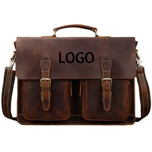 Crazy Horse Leather Briefcase Shoulder Messenger Bag