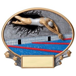 Swimming, Female - Xplosion Oval Resin Awards - 7-1/4" x 6" Tall