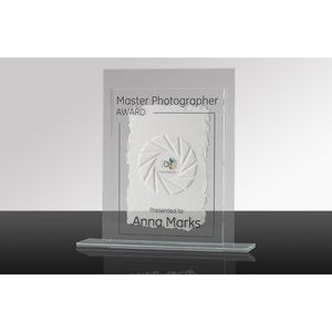 CLOUD: Glass Handmade Paper Desk Award (9" x 10¼" x 2")