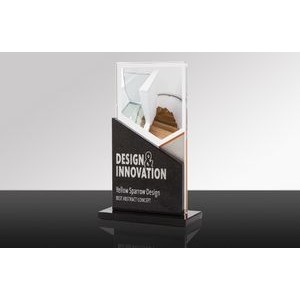 SAVVY: Glass Desk Award w/Metal Accents