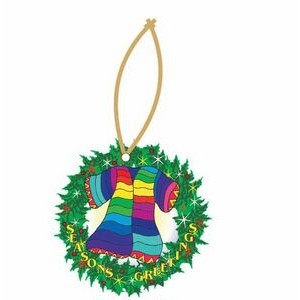Many Color Coat Promotional Wreath Ornament w/ Black Back (4 Square Inch)