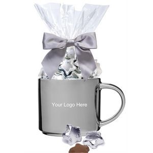 Metallic Silver Mug with Silver Chocolate Stars