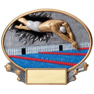 Swimming, Male - Xplosion Oval Resin Awards - 7-1/4" x 6" Tall